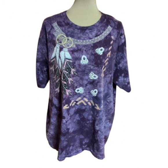Vtg 90s Native American Tie Dye T shirt - Picture 1 of 10